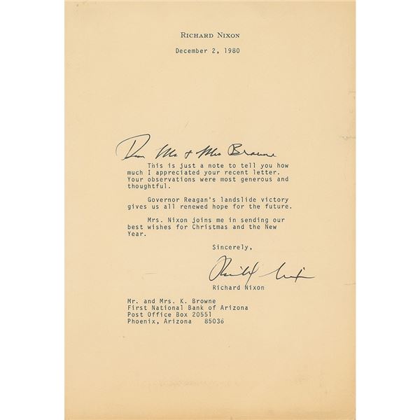 Richard Nixon Typed Letter Signed