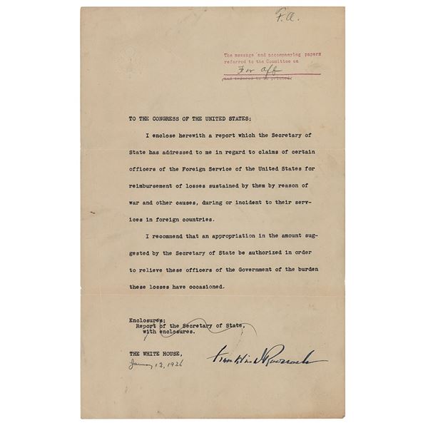 Franklin D. Roosevelt Document Signed as President