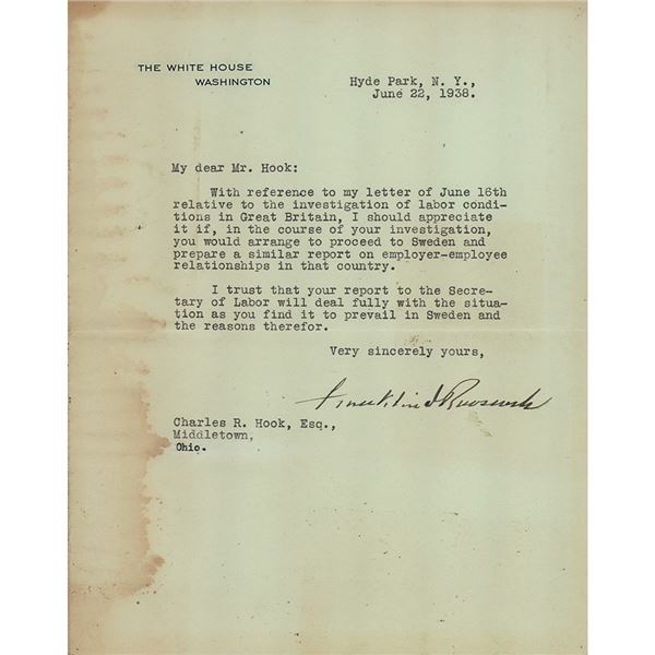 Franklin D. Roosevelt Typed Letter Signed as President