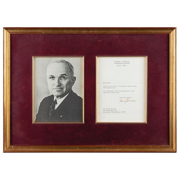 Harry S. Truman Typed Letter Signed