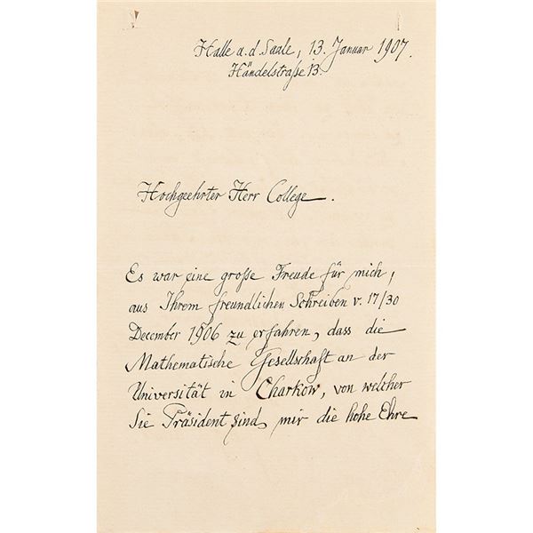 Georg Cantor Autograph Letter Signed