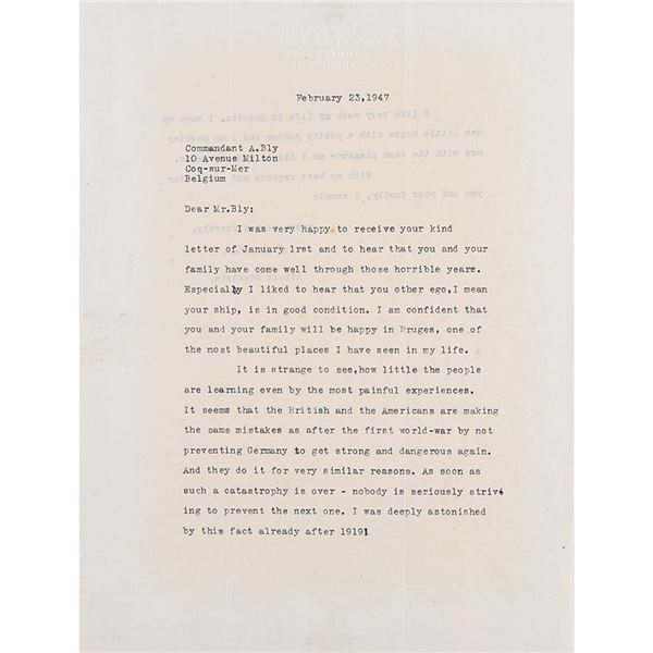 Albert Einstein Typed Letter Signed