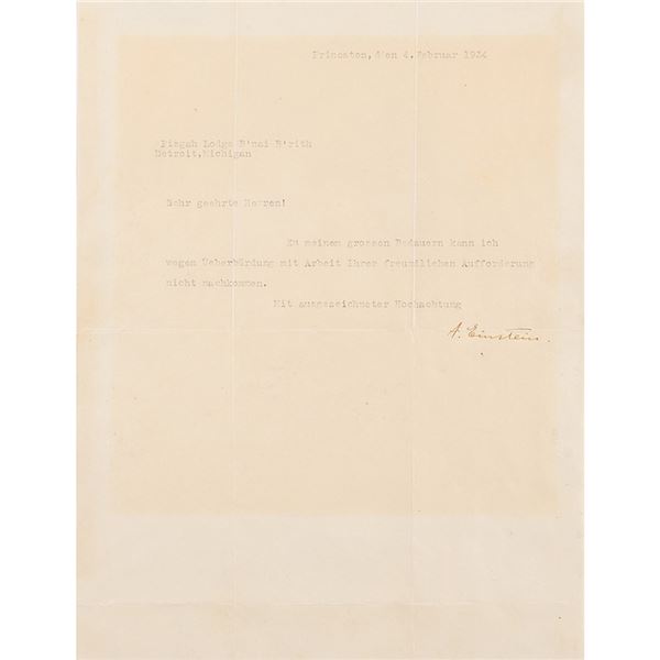 Albert Einstein Typed Letter Signed