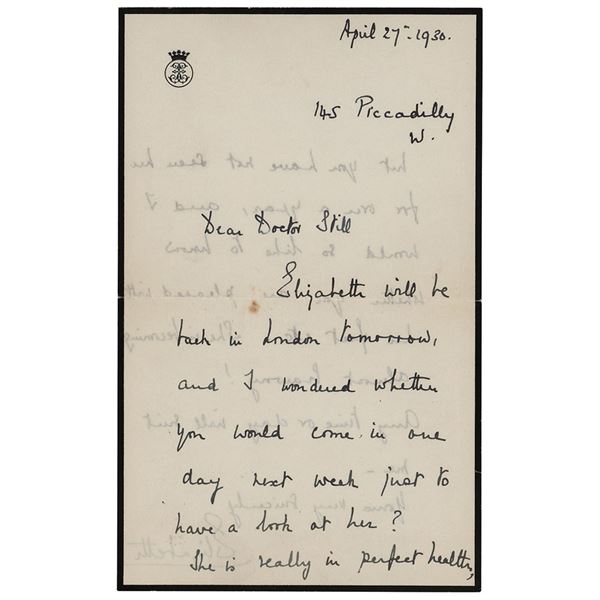 Elizabeth, Queen Mother Autograph Letter Signed