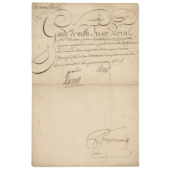 King Louis XV Document Signed