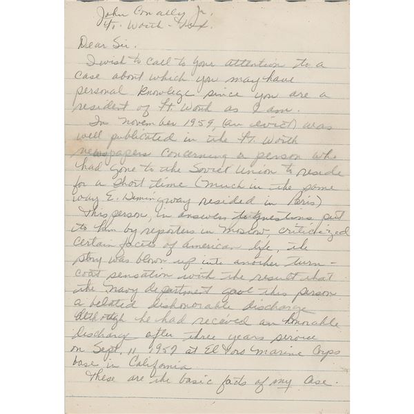 Lee Harvey Oswald Autograph Letter Signed