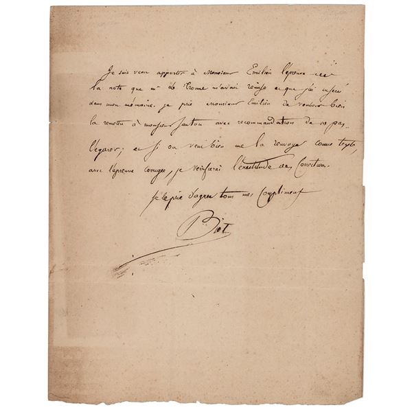 Jean-Baptiste Biot Autograph Letter Signed