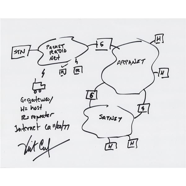 Vint Cerf Signed Sketch