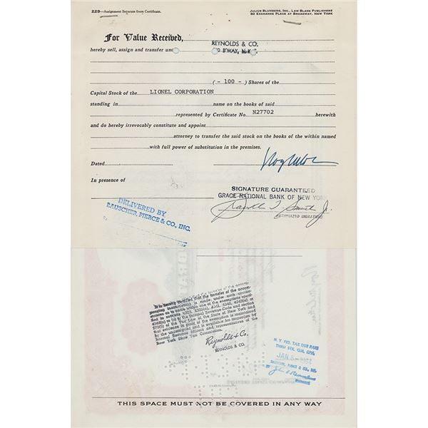 Roy Cohn Document Signed