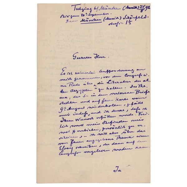 George Ebers Autograph Letter Signed