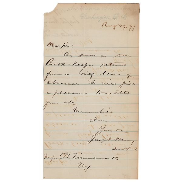 Joseph Henry Autograph Letter Signed