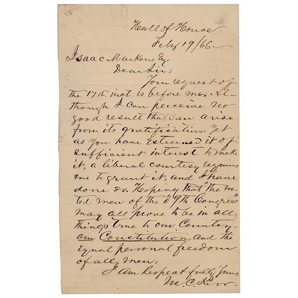 Michael C. Kerr Autograph Letter Signed