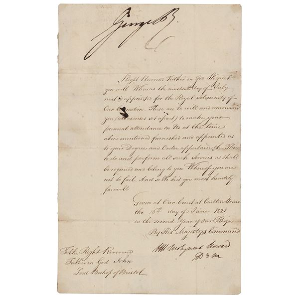 King George IV Document Signed