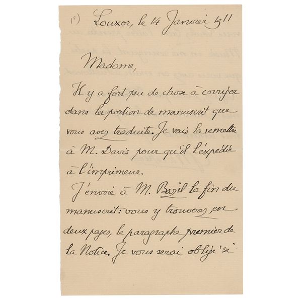 Gaston Maspero Autograph Letter Signed