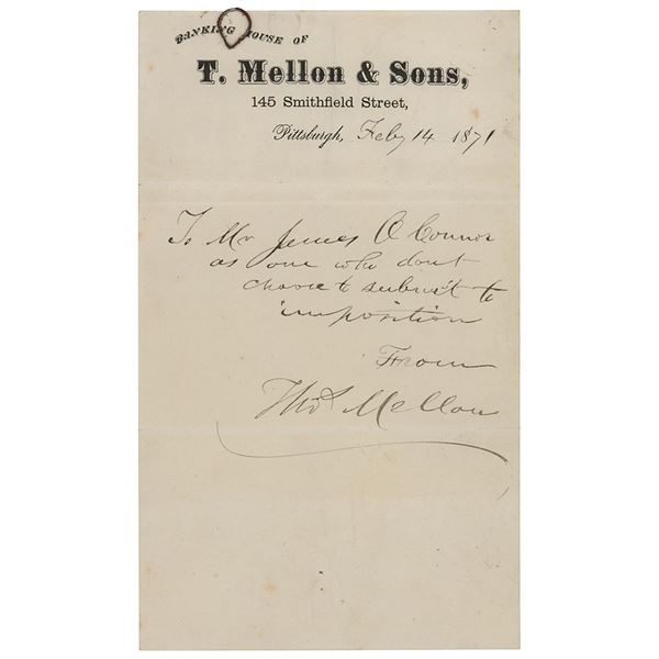 Thomas Mellon Autograph Letter Signed