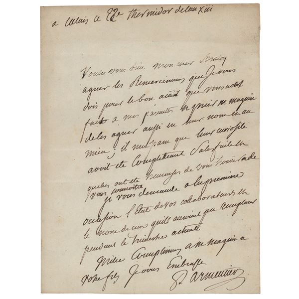 Antoine-Augustin Parmentier Autograph Letter Signed