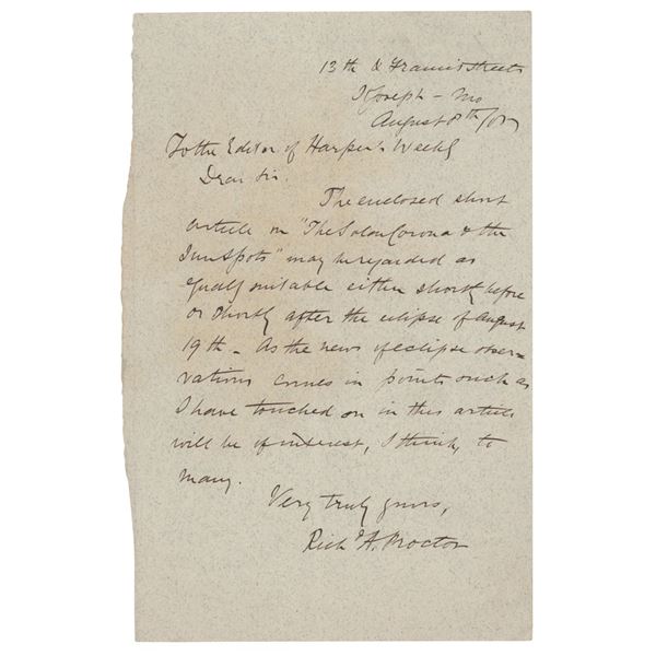 Richard A. Proctor Autograph Letter Signed