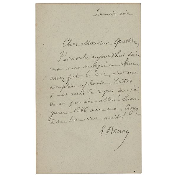 Ernest Renan Autograph Letter Signed