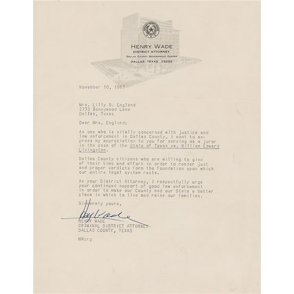 Henry Wade Typed Letter Signed