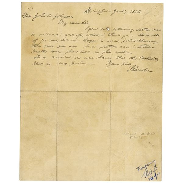 Charles Weisberg: Abraham Lincoln Forged Handwritten Letter