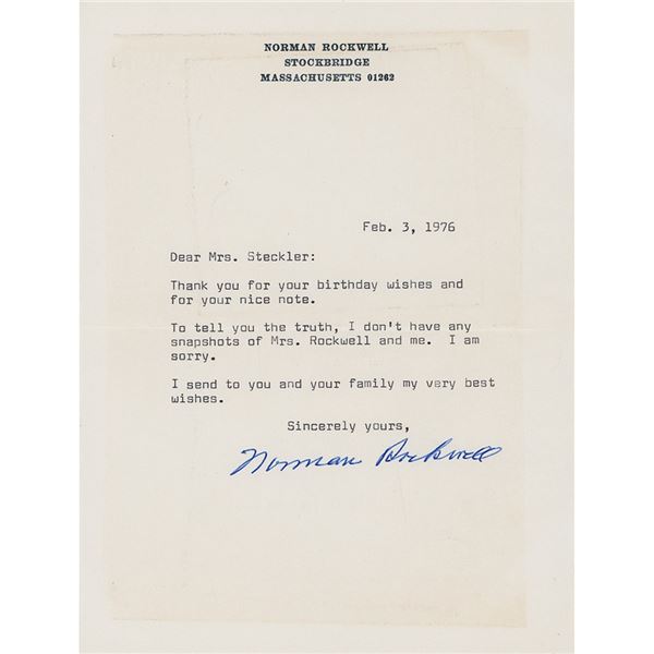 Norman Rockwell Typed Letter Signed