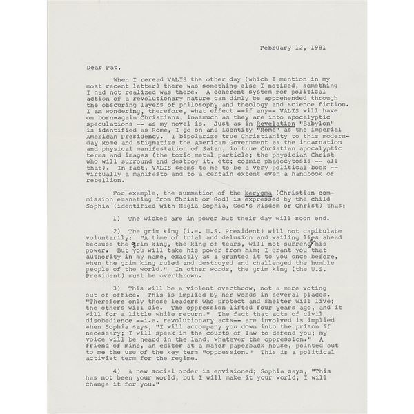 Philip K. Dick Typed Letter Signed