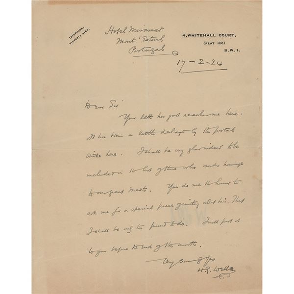 H. G. Wells Autograph Letter Signed