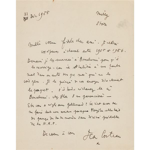 Jean Cocteau Autograph Letter Signed