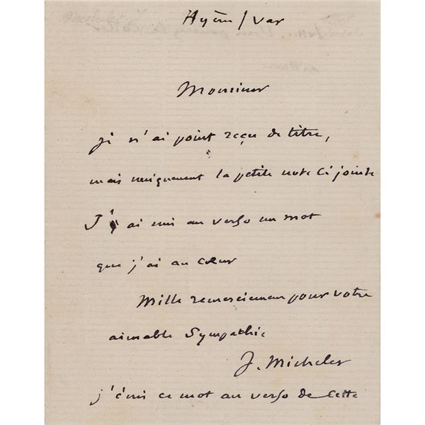 Jules Michelet Autograph Letter Signed