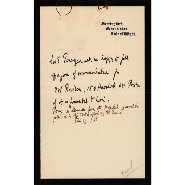 Alfred Lord Tennyson Autograph Letter Signed