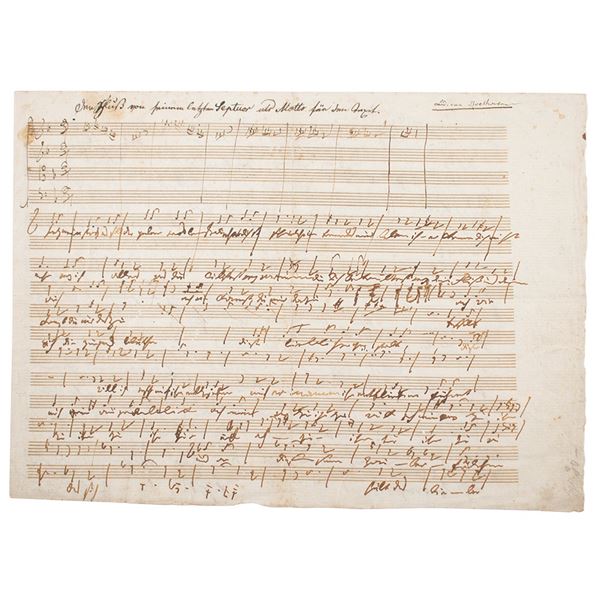 Ludwig van Beethoven Autograph Musical Manuscript