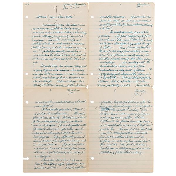 Leonard Bernstein Autograph Manuscript Signed