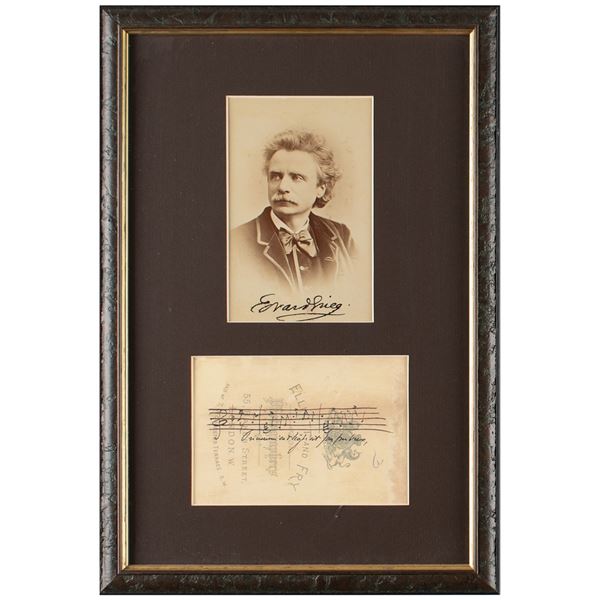 Edvard Grieg Signed Photograph with Musical Quotation