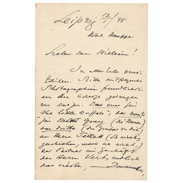 Edvard Grieg Autograph Letter Signed