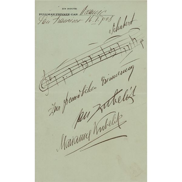 Jan Kubelik Autograph Musical Quotation Signed