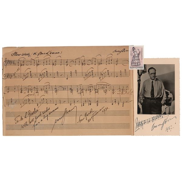 Oscar Straus Autograph Musical Quotation Signed and Signed Photograph