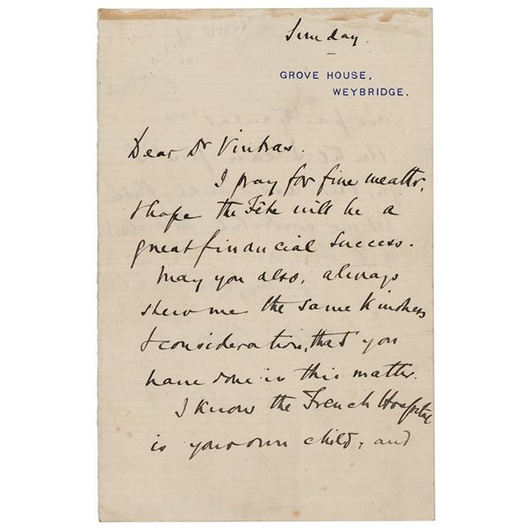 Arthur Sullivan Autograph Letter Signed