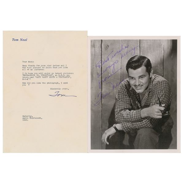 Tom Neal Signed Photograph and Typed Letter Signed