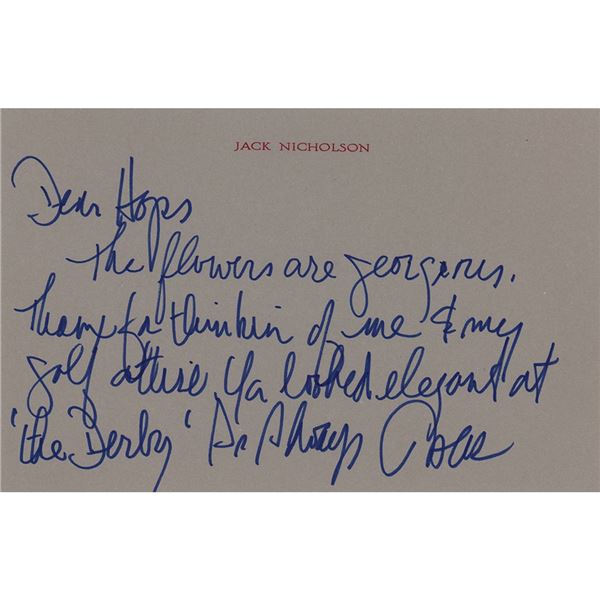 Jack Nicholson Autograph Letter Signed to Dennis Hopper