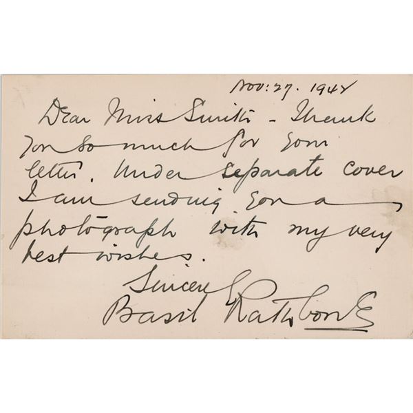 Basil Rathbone Autograph Letter Signed