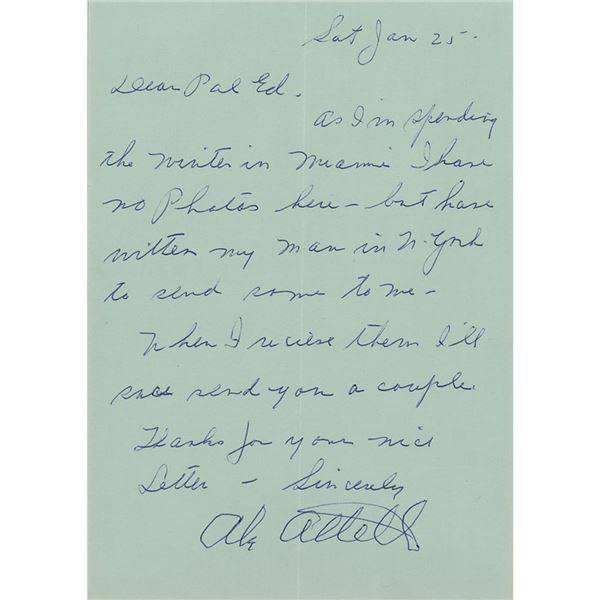 Abe Atell Letter Signed