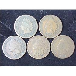 5-1890's Indian Head Cents