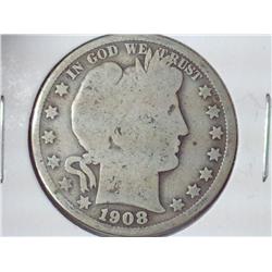 1908-D Barber Half Dollar