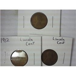 1912, 1914 And 1915 Lincoln Cents