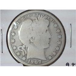 1907-S Barber Half Dollar