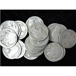 20 Assorted Undated Buffalo Nickels