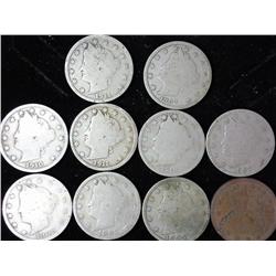 10 Assorted Liberty "V" Nickels