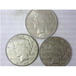 1922, 1922-S And 1992-D Peace Silver Dollars