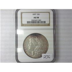 1897 Morgan Silver Dollar NGC AU58