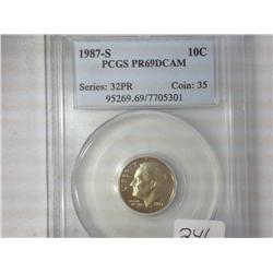 1987-S Roosevelt Dime PCGS PR69DCAM